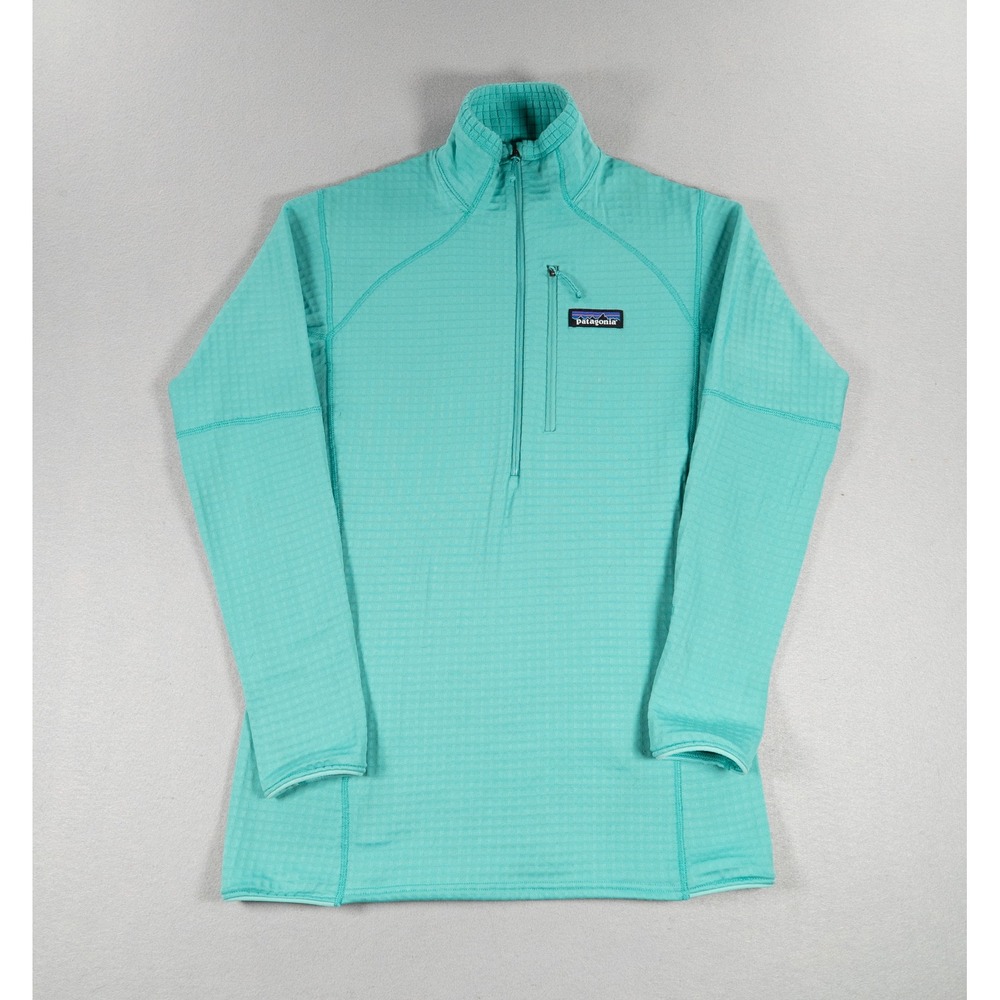 Patagonia R1 Women's‎ XS Aqua Grid Fleece 1/4 Zip Pullover Hiking Outdoor Jacket